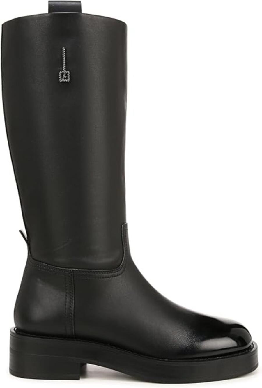New Size 9 Mid Calf, Side Zipper Closure with Metallic Ornament Detail Blk Boots